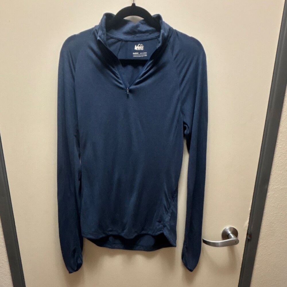 REI Co-op Women's Blue 1/4 Zip Mock Neck Long Sleeve Pullover Activewear Top M